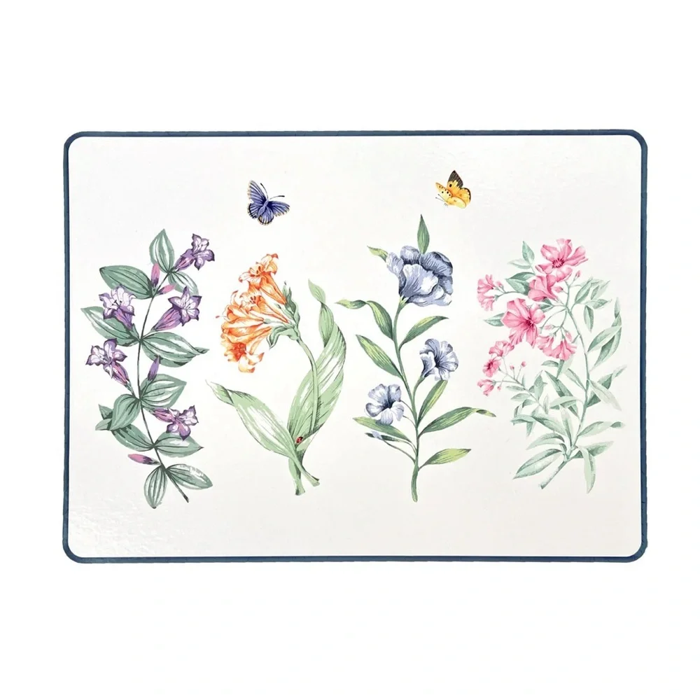 Lenox Pink Purple Butterfly Meadow Floral Cork Placemats - Set of 4 New